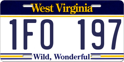WV license plate 1FO197