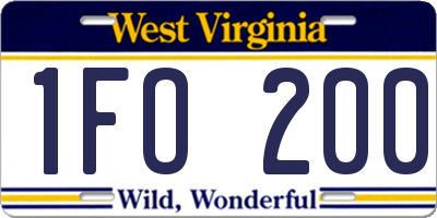 WV license plate 1FO200