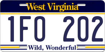 WV license plate 1FO202