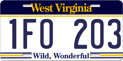 WV license plate 1FO203