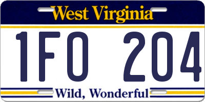 WV license plate 1FO204