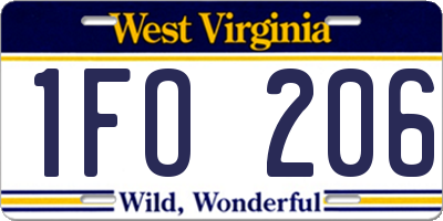 WV license plate 1FO206