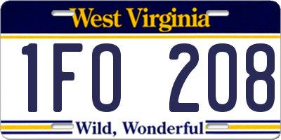 WV license plate 1FO208