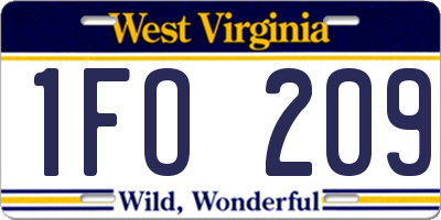 WV license plate 1FO209