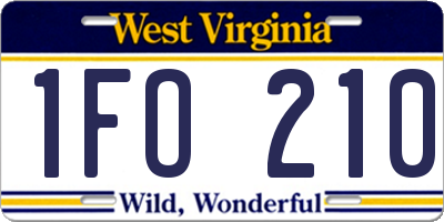 WV license plate 1FO210