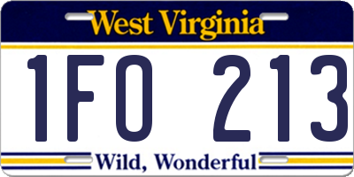 WV license plate 1FO213