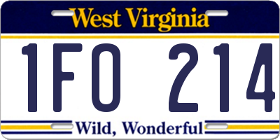 WV license plate 1FO214