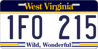 WV license plate 1FO215
