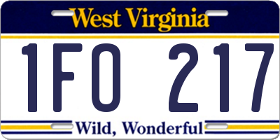 WV license plate 1FO217