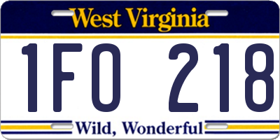 WV license plate 1FO218