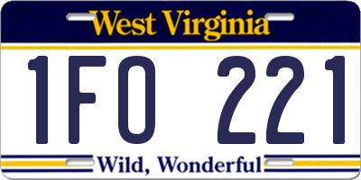 WV license plate 1FO221