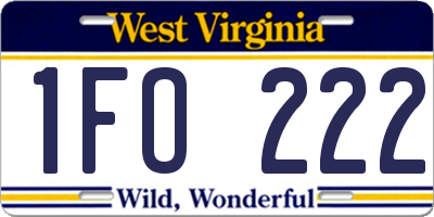 WV license plate 1FO222