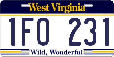 WV license plate 1FO231