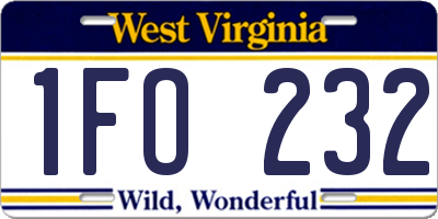 WV license plate 1FO232