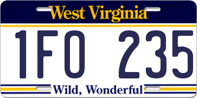 WV license plate 1FO235