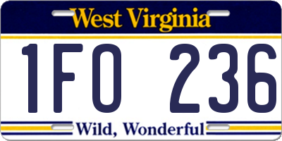 WV license plate 1FO236