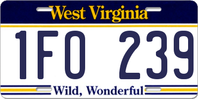 WV license plate 1FO239
