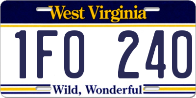 WV license plate 1FO240