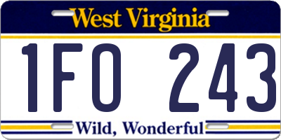 WV license plate 1FO243