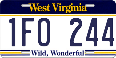 WV license plate 1FO244