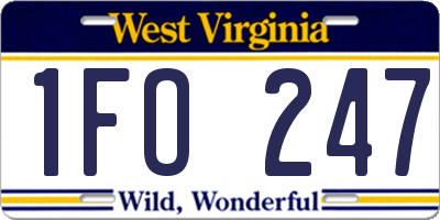 WV license plate 1FO247
