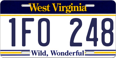 WV license plate 1FO248