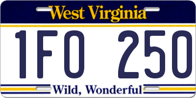 WV license plate 1FO250