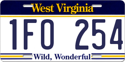 WV license plate 1FO254