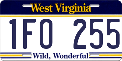 WV license plate 1FO255