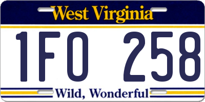 WV license plate 1FO258