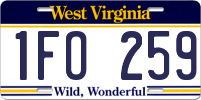 WV license plate 1FO259