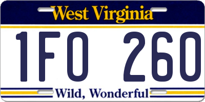 WV license plate 1FO260
