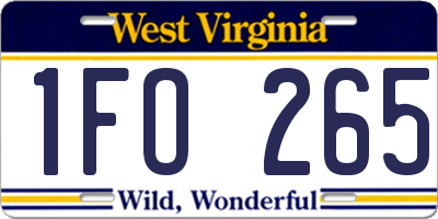 WV license plate 1FO265