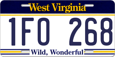 WV license plate 1FO268