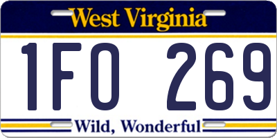 WV license plate 1FO269