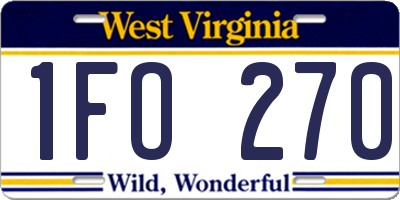 WV license plate 1FO270