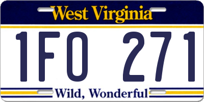 WV license plate 1FO271