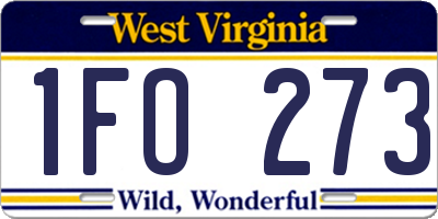 WV license plate 1FO273