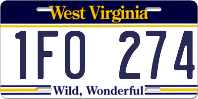 WV license plate 1FO274