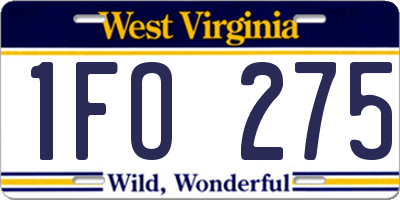 WV license plate 1FO275