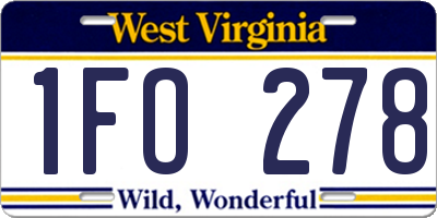 WV license plate 1FO278