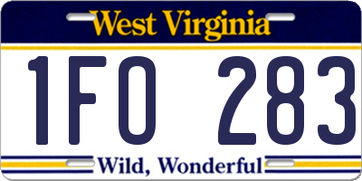 WV license plate 1FO283
