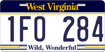 WV license plate 1FO284