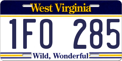 WV license plate 1FO285