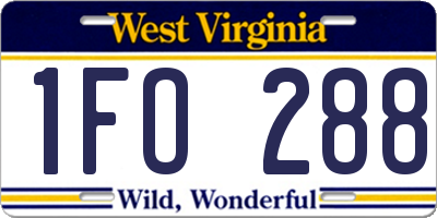 WV license plate 1FO288