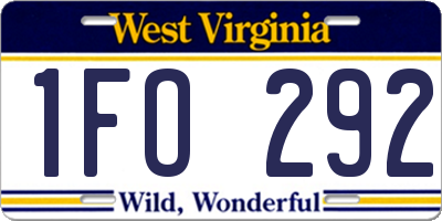 WV license plate 1FO292