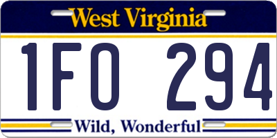 WV license plate 1FO294