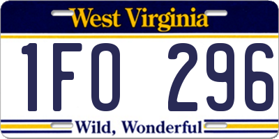WV license plate 1FO296