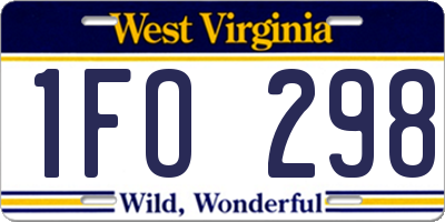 WV license plate 1FO298