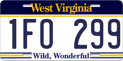 WV license plate 1FO299